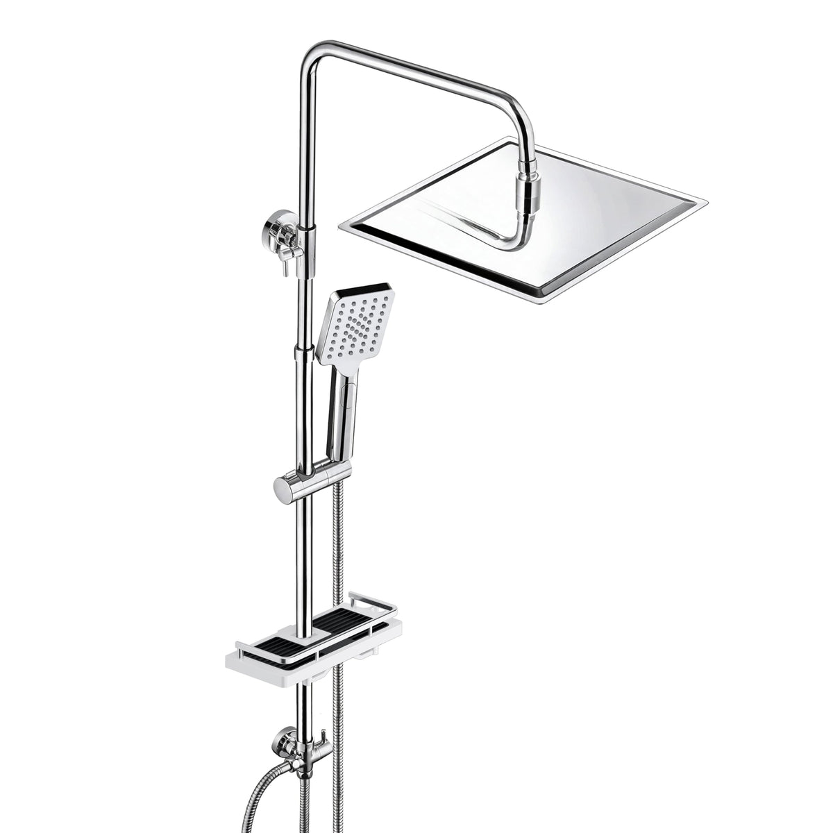 JOHO Shower Column without Taps Adjustable Fixings Heavy Duty Wall Set Bath Shower Shower Bathroom with Rain Shower Effect ABS D20 cm
