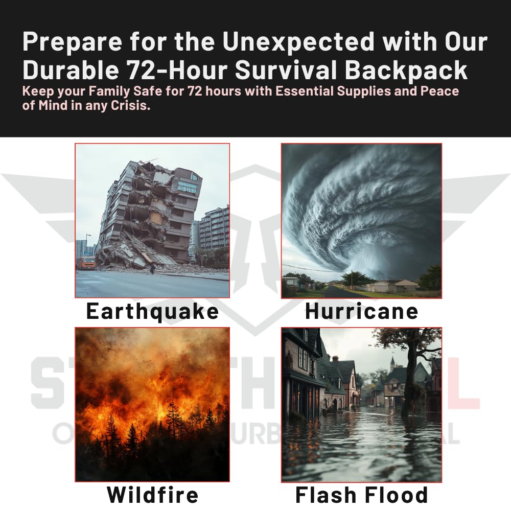 Stealth Angel 3 Person Tan 72 Hour Emergency Kit - Survival Bag for Earthquakes, Hurricanes, and Other Natural Disasters