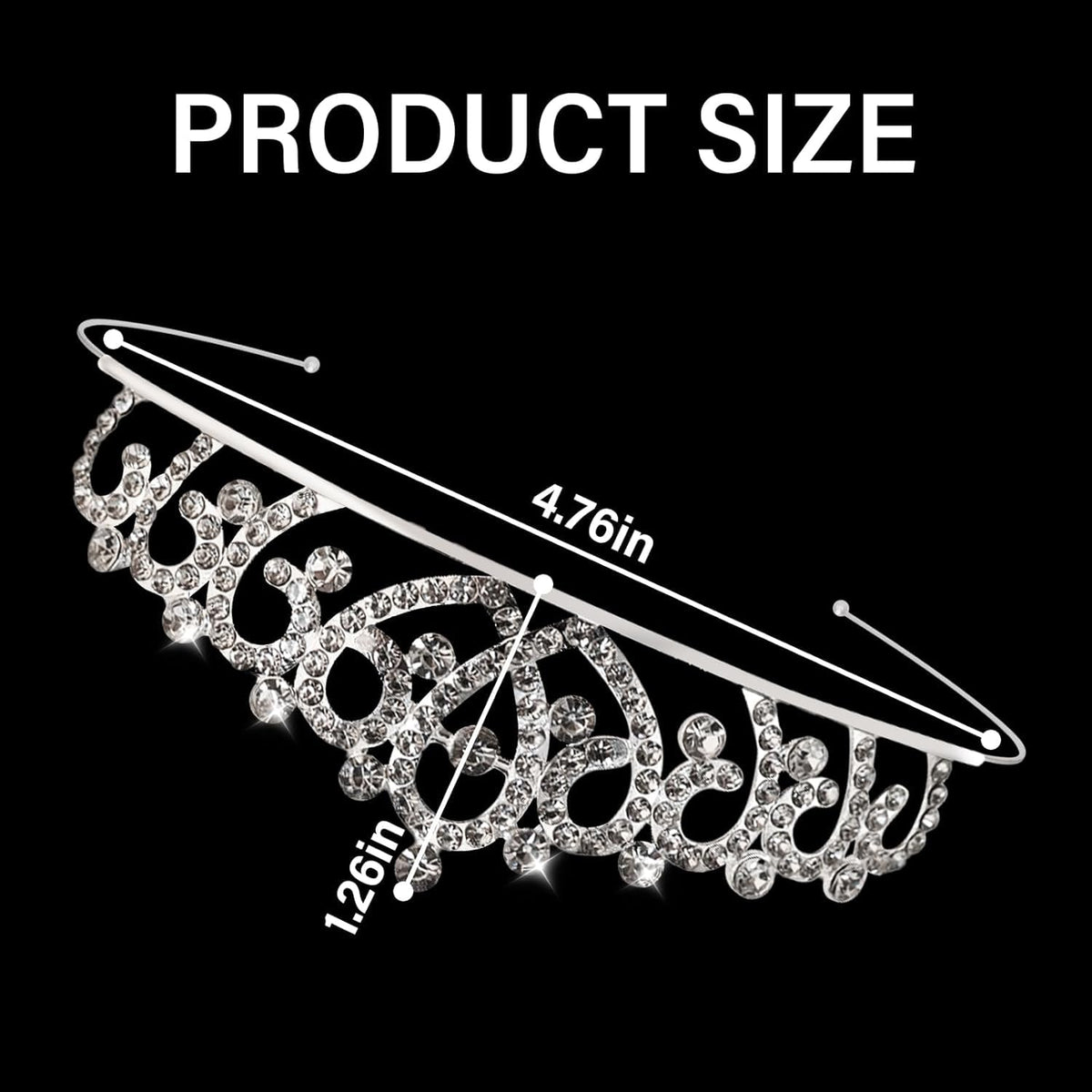 KASTWAVE Wedding Party Children Flower Girl Crystal Rhinestones Heart Shaped Crown Headband Tiara for Girls and Bridal, Cute Princess (Silver)