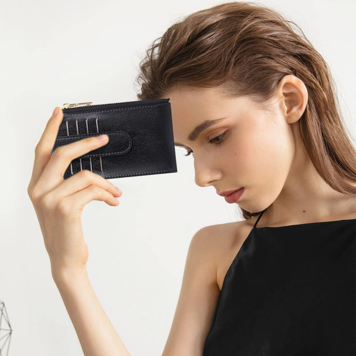KASTWAVE Womens AirTag Wallet Genuine Leahter Bifold Credit Card Holder, Wallet Bifold Multi Card Case, Luxury Leather Pocket Wallet, with Built-in Integrated Case for AirTag