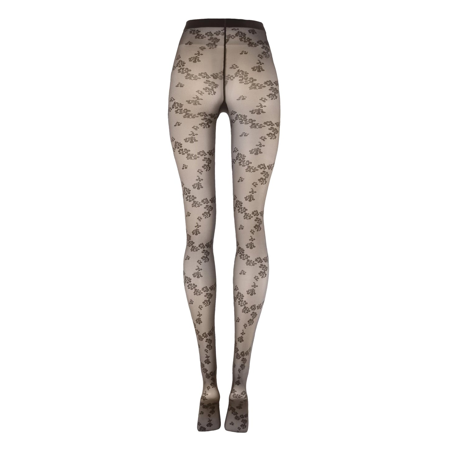 Wolford Floret Tights Pantyhose for Women Floral Sheer Opaque Patterned Hosiery Soft Waistband Sustainable Legwear dark wood Brown Small - Medaid International