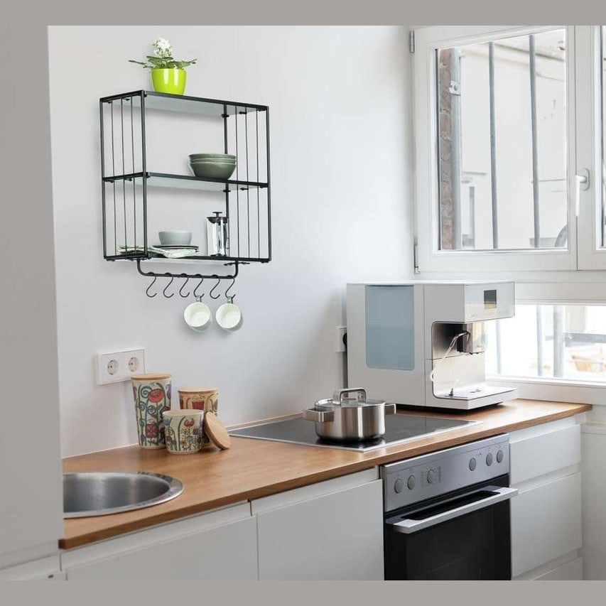 Modern Industrial Wall Shelf with Hooks By Wenko