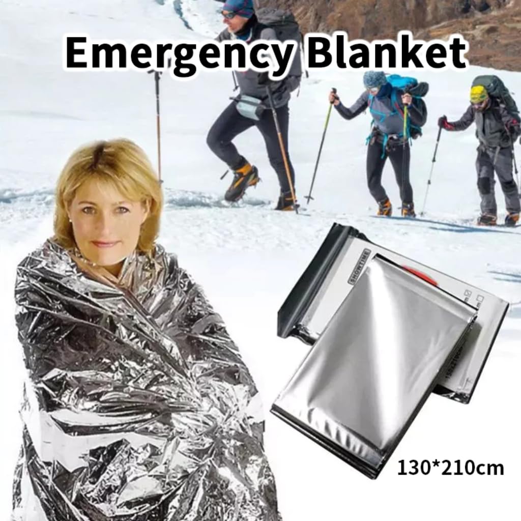 JSJTAMUS Emergency Mylar Blanket (1-Pack) - Survival Blanket for Hiking, Camping, First Aid - Lightweight, Compact, Reflective for Outdoors & Emergencies(62×82in)