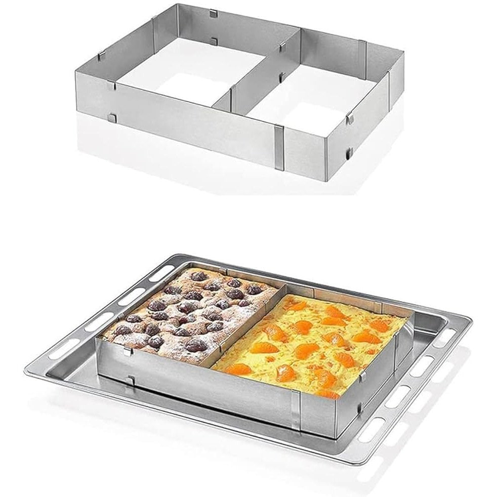 Smart-Planet Cake Mould Baking Frame Rectangular Adjustable Cake Ring Square Individual Stainless Steel for Baking Cake Mould Extendable Baking Mould