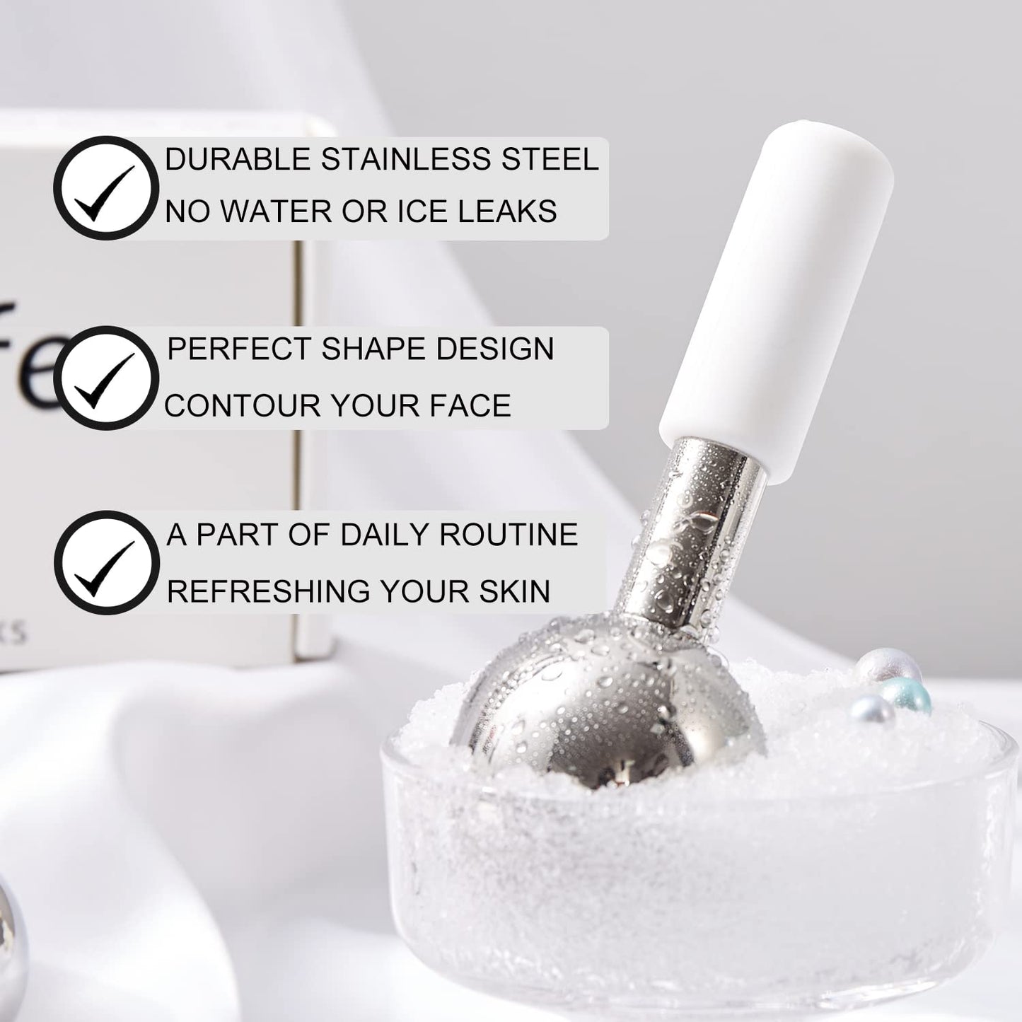pfefe Ice Globes for Face & Eyes, Unbreakable Stainless Steel Cryo Sticks for Beauty Routines, Facials Cold Roller Cooling Globes for Puffiness, Wrinkles, Dark Circles, Headaches - Medaid International