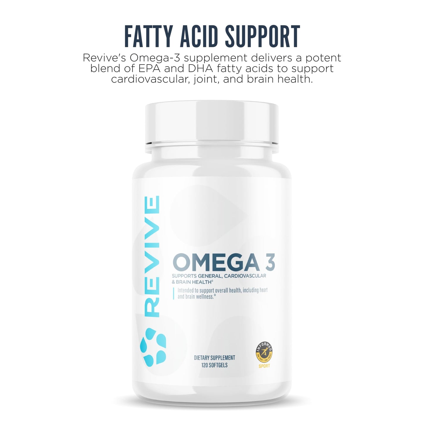 Revive MD Omega 3 Fish Oil Supplements for Men & Women – Softgels with EPA & DHA Fatty Acids for Healthy Skin & Joints, Heart & Brain Support – Vegan-Friendly, Gluten-Free (120 Softgels, 60 Servings) - Medaid International