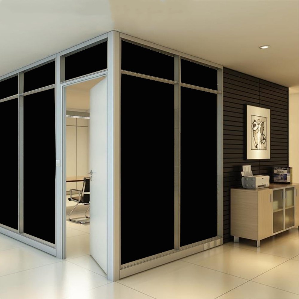 VELIMAX Static Cling Total Blackout Window Film Privacy Room Darkening Window Tint Black Window Cover 100% Light Blocking No Glue (17.7 x 78.7 inches) - Medaid International
