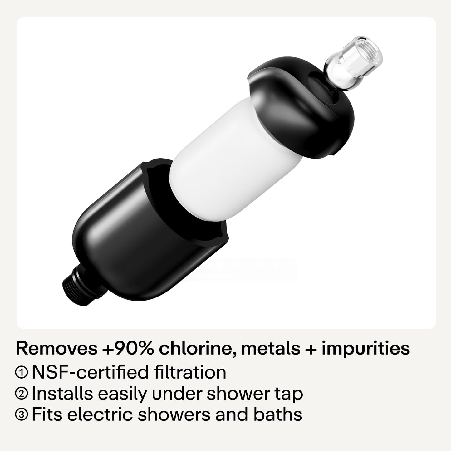 Hello Klean Shower Filter in Chrome - Filter Unwanted Metals, Chlorine & Impurities Found in Shower Water - Improves Quality of Skin & Hair - Quick Easy Install For In-Line & Electric Shower