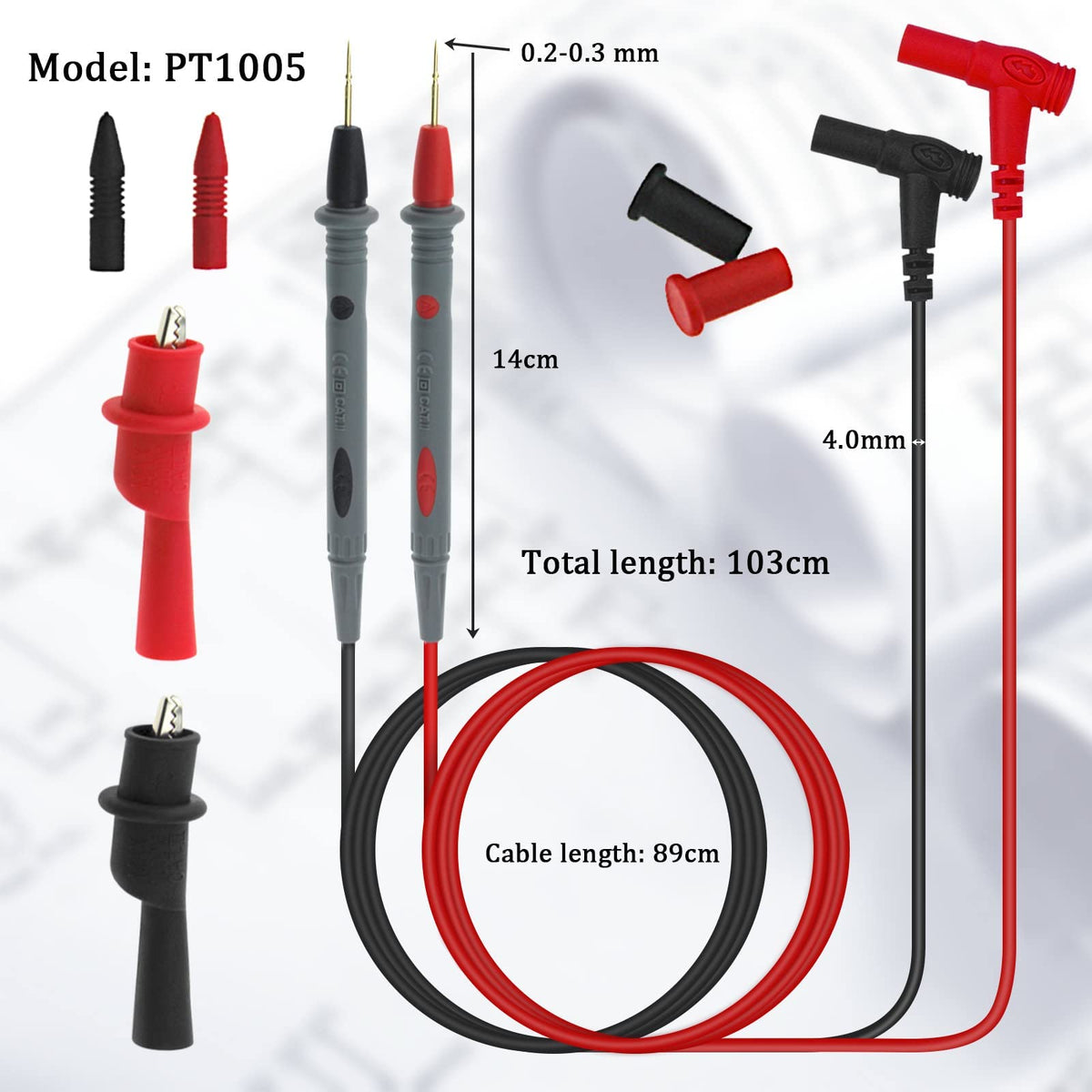 TERRIFI 10A 1000V Multimeter Test Leads Kit Alligator Clips Probe Multi Meter Electric Tester leads Test Multitester Test Lead Kit Set Electric Tester Leads Probe Wire Pen Cable