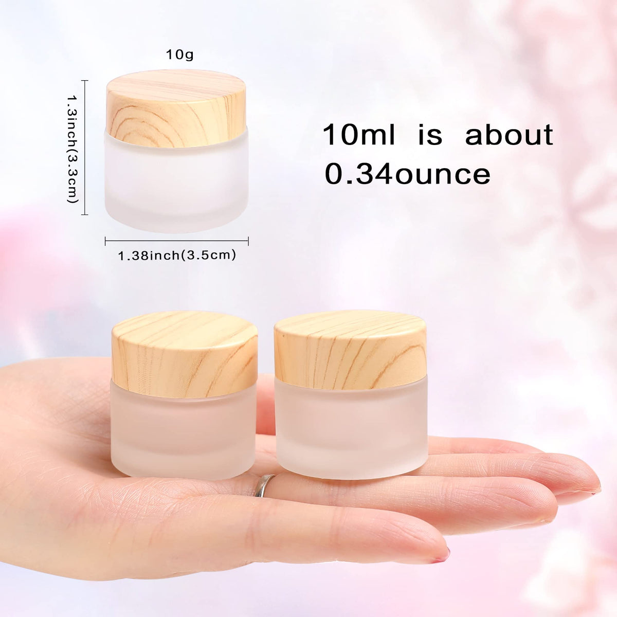 TERRIFI Cosmetic Containers, 10ML Frosted Glass Jars with Leakproof Lids for Makeup, Lip Scrub, Balm, Lotions, Eye Creams & DIY Samples (8 Pack)