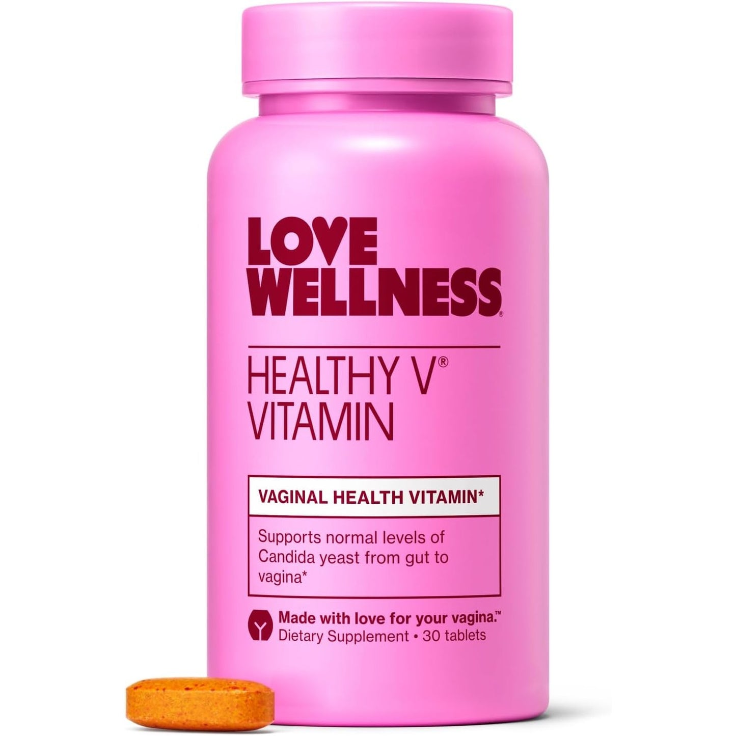 Love Wellness Healthy V Vitamin | Women's Vaginal Health Supplement | pH Balance, Gut Health & Immune Support Supplement | Balance of Candida Yeast with Turmeric, Garlic & Coconut Oil | 30 Count