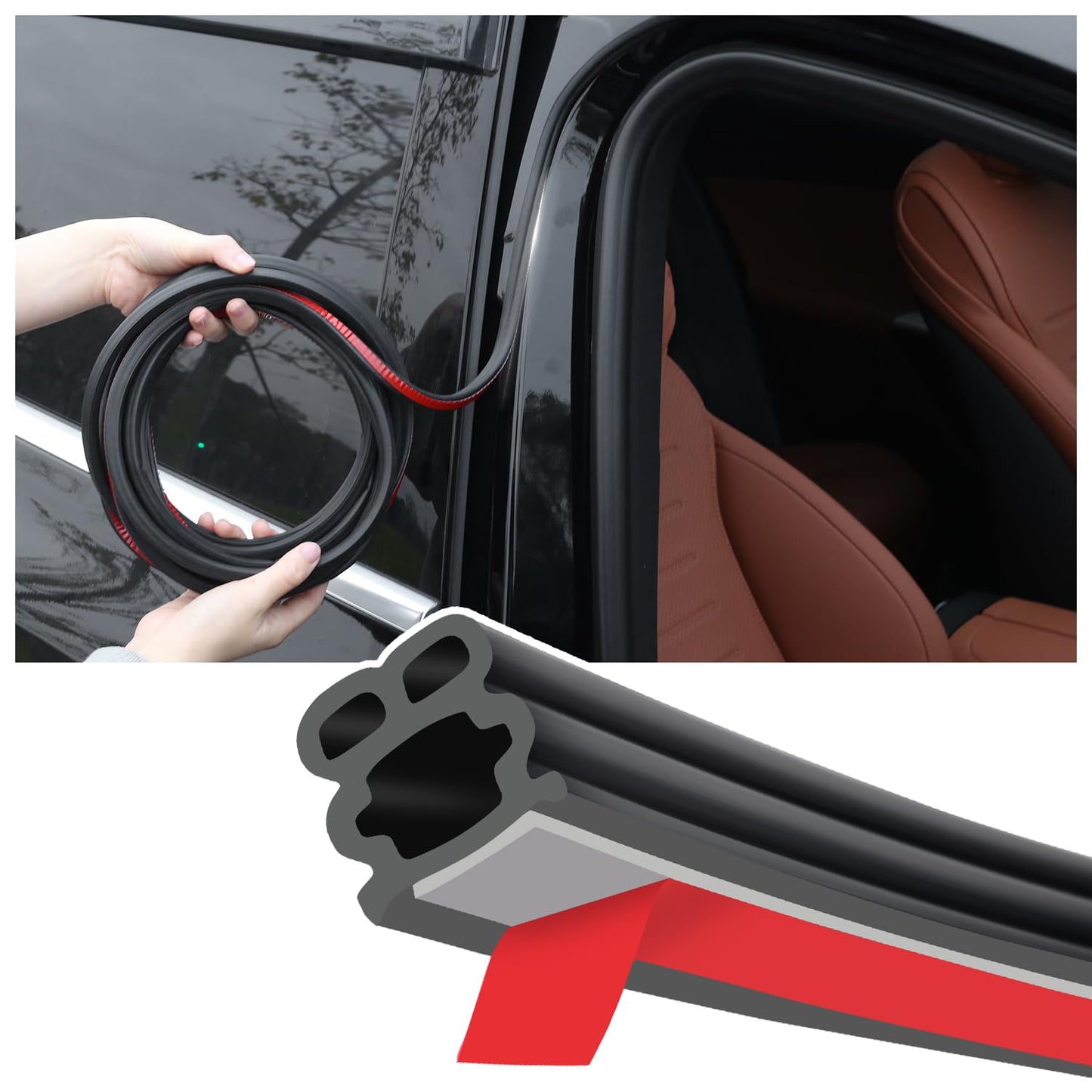 Rubber Door Stripping Seal Strip + Soundproofing شريط مطاطي عازل للصوت + مانع للتسرب