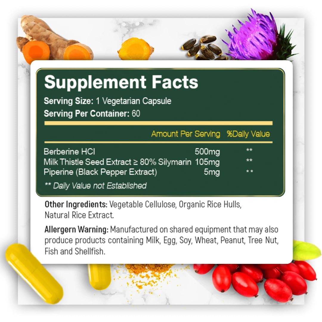 EzyAbsorb Gluten-Free Berberine 500mg, 60 Veggie Capsule w/LA-3 AMPK Metabolic Activator - Medaid International