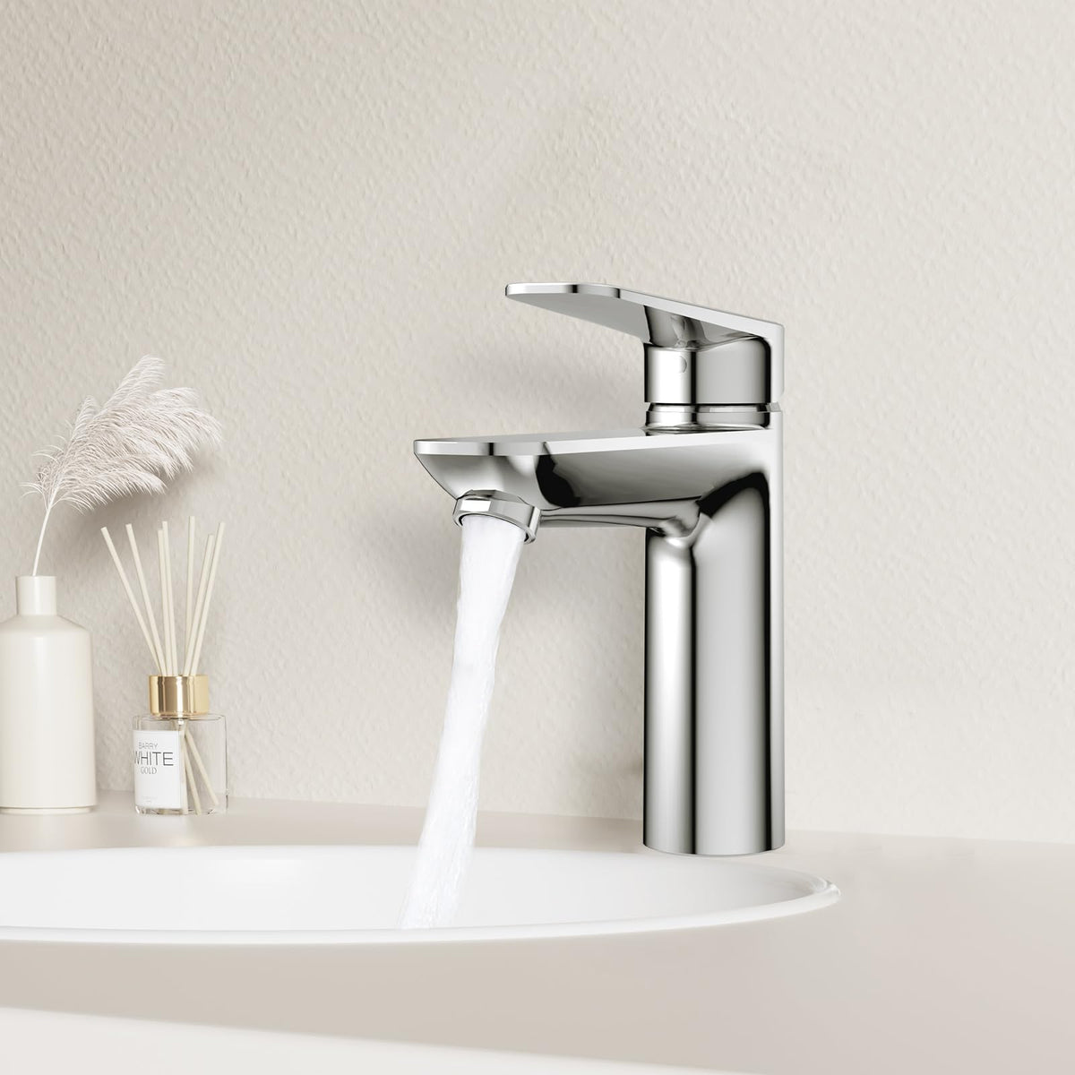 JOMOO Bathroom Mixer, Water-Saving Basin Tap Mixer, Single-Lever Cold & Hot Water Bathroom Faucet Lavatory Vanity Faucet Modern, Chrome