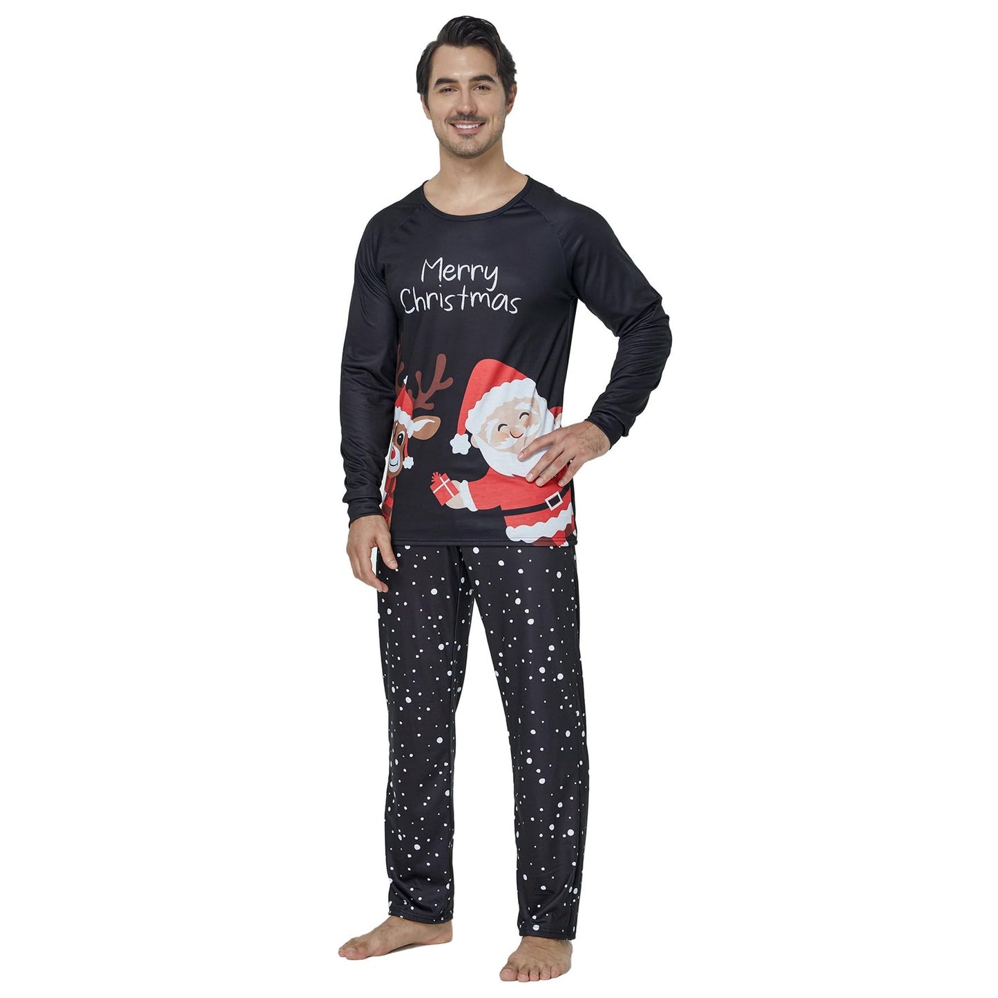 VENTELAN Family Matching Christmas Pajamas Set Holiday Santa Claus Sleepwear Xmas PJS Set for Couples and Kids,Men,2XL - Medaid International