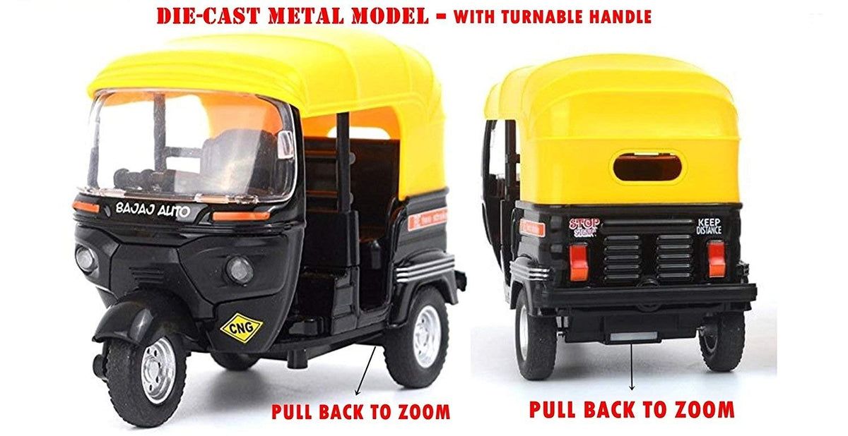 MTG Metro Toys & Gift 1: 14 Scale Bajaj Auto Die Cast Metal Rickshaw Model (Multicolour)