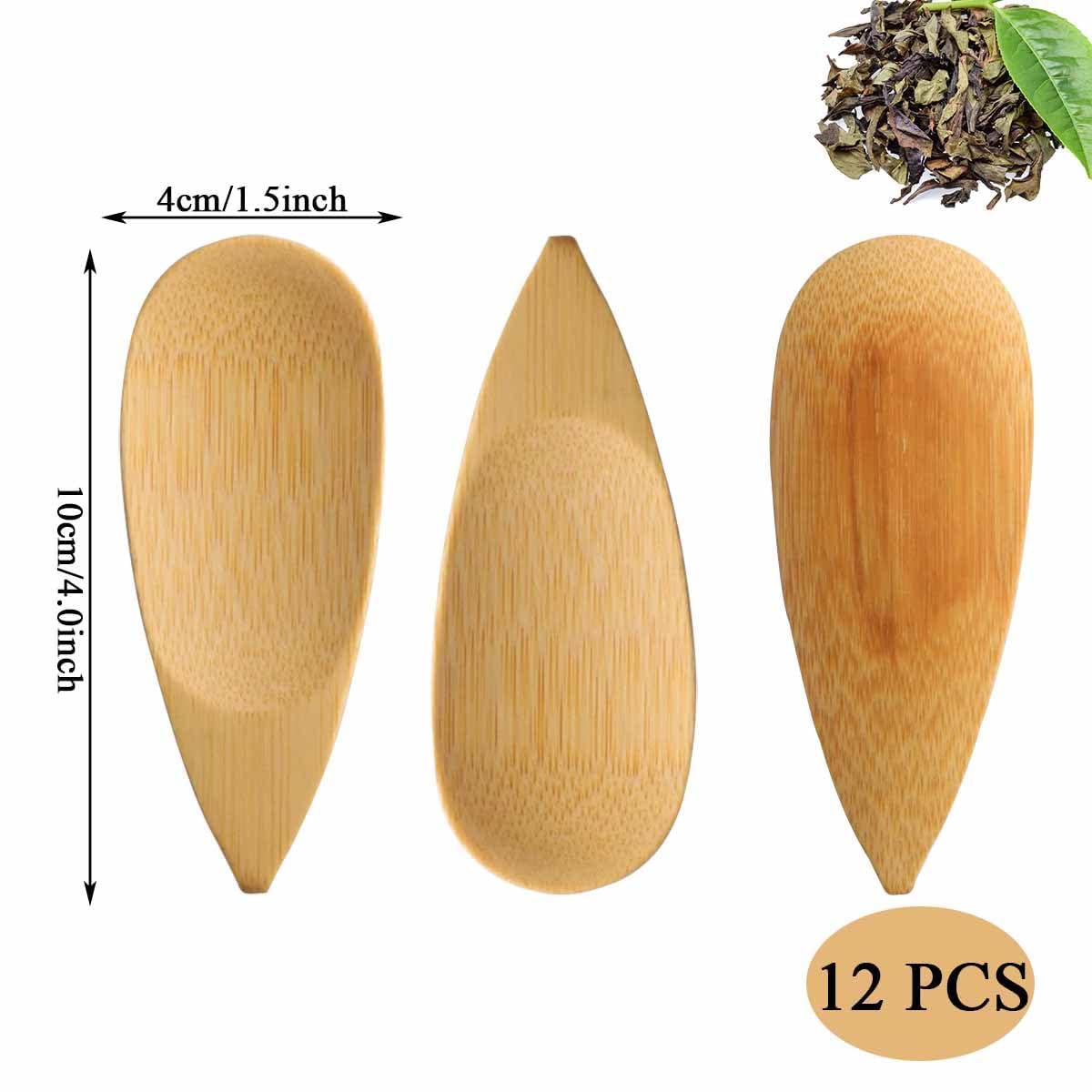 KASTWAVE Wooden Spoons, 12 PCS Small Salt Spoon with Short Handle Mini Wood Scoop for Condiments, Ice Cream, Tiny Wooden Serving Spoon