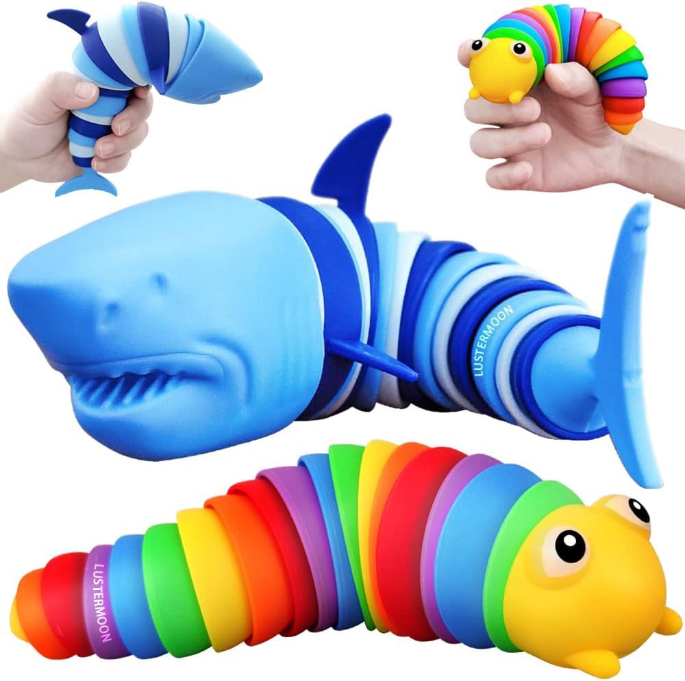 Caterpillar Decompression Toy Ocean Shark Decompression Toys, Stim Toy Decompression Fun Autism ADHD fidgeting Children's Toys Decompression Gift Adults (Rainbow Caterpillars)
