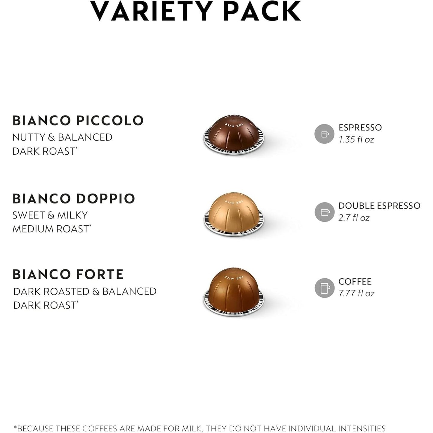 Nespresso Capsules VertuoLine, Bianco Pack, 30-Count Coffee Pods