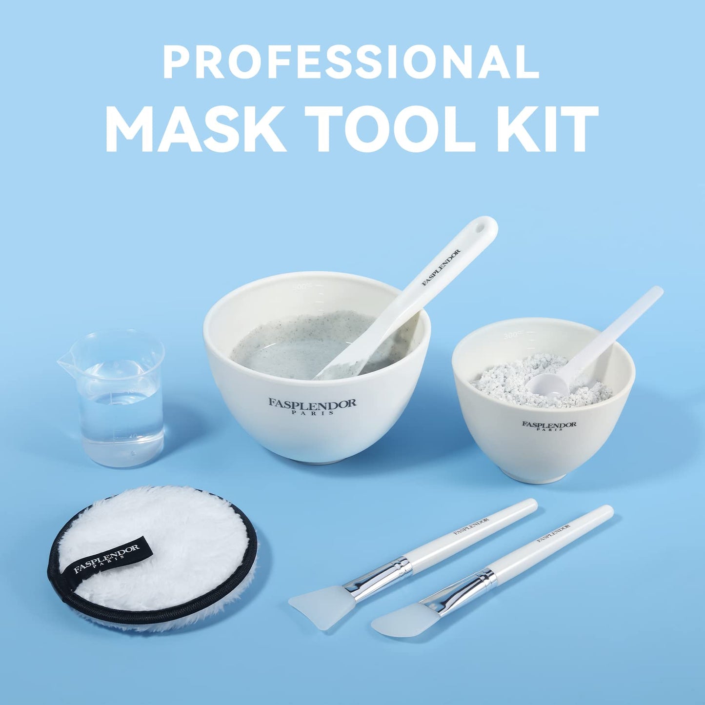 Face Mask Mixing Bowl Set with Silicone Facial Bowls, Brushes, Spatula, Measuring Cup + Scoop, Reusable Makeup Pad, Stylish Makeup Bag, 8 in 1 Esthetician Tool Kit, SPA Quality - Medaid International