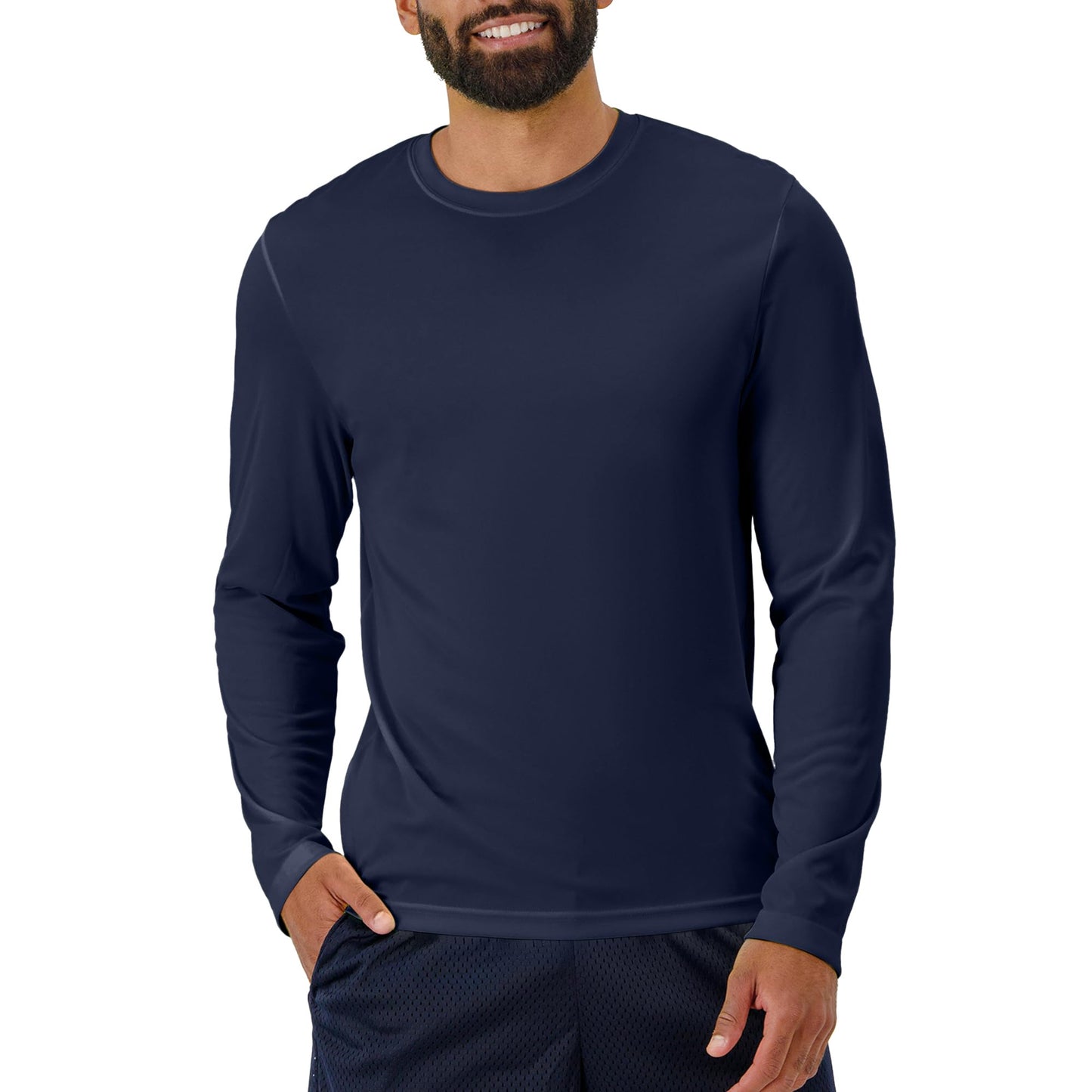 Hanes Men's Long Sleeve Cool Dri T-Shirt UPF 50+, X-Large, 2 Pack ,Navy - Medaid International