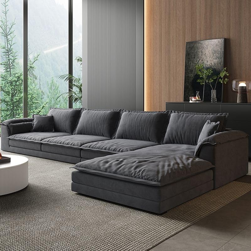 3-Piece L-Shaped Sofa Set with Left-Facing Chaise, Recessed Arms, and Plush Dove Grey Upholstery (360cm, Right Side)|B0F1LXXF2F