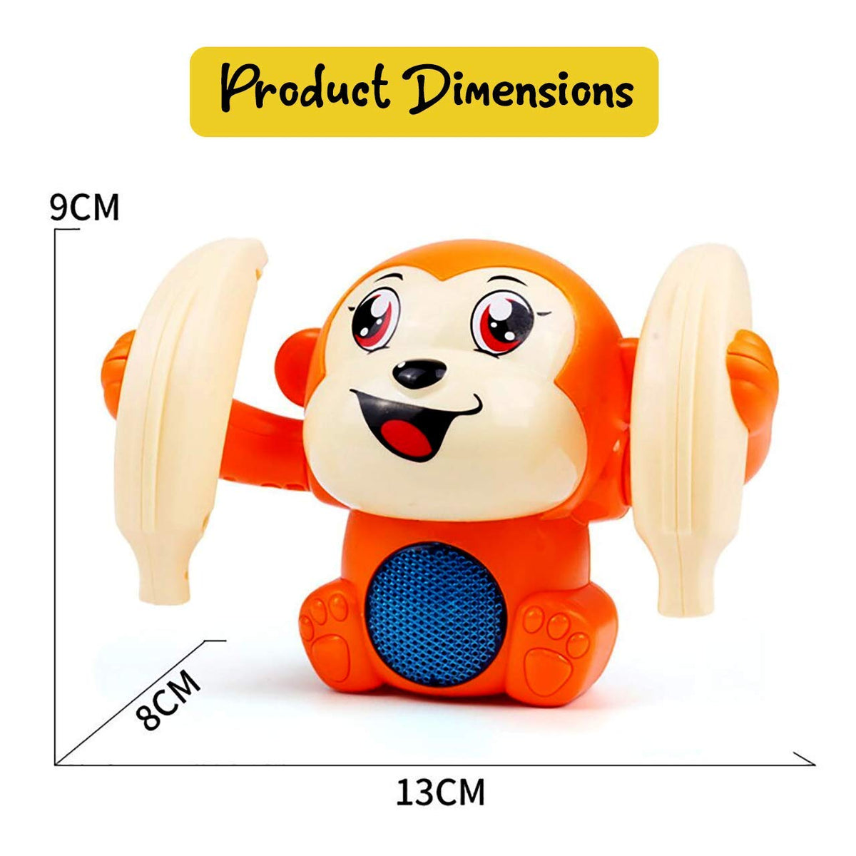 Supreme Deals® 360 Degree Rotating Spot Stunt Dancing and Spinning Rolling Doll Tumble Monkey, Bump & Go Toy with Flashing Light & Sound (Sensor Operated System)