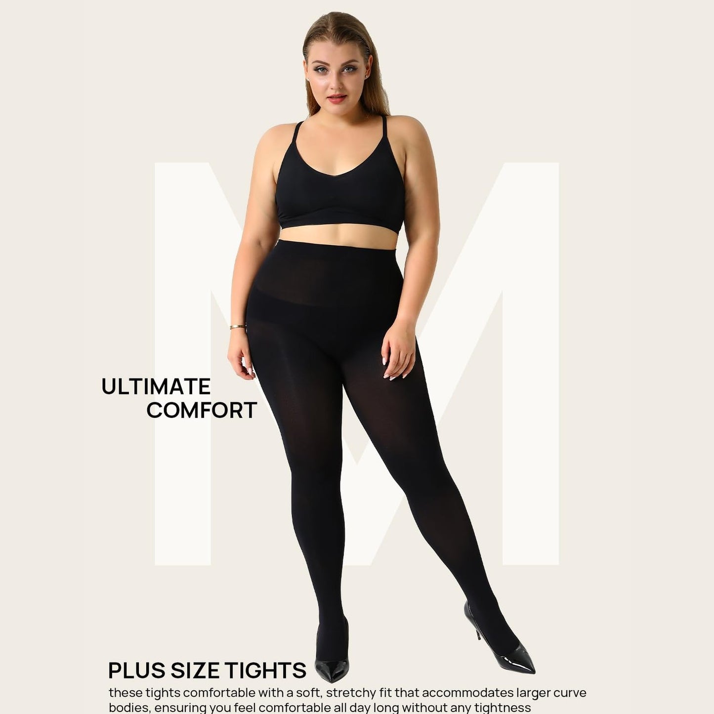 MANZI Women's Control Top Plus Size Tights for Women High Waist Opaque Pantyhose 2 Pairs Black XXX-Large - Medaid International