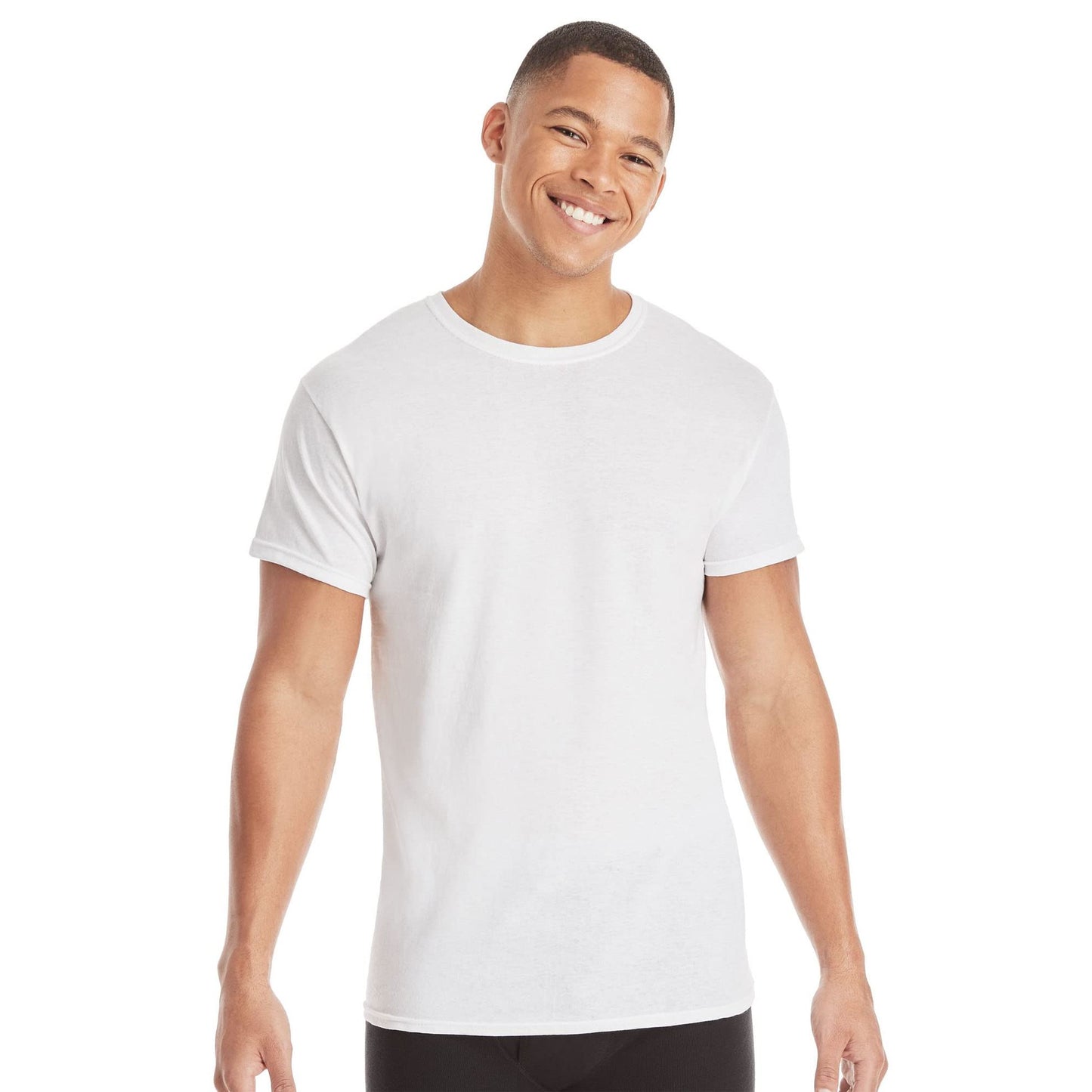 Hanes Mens Cotton, Moisture-wicking Crew Tee Undershirts, Multi-packs, White - 3 Pack, Large US - Medaid International