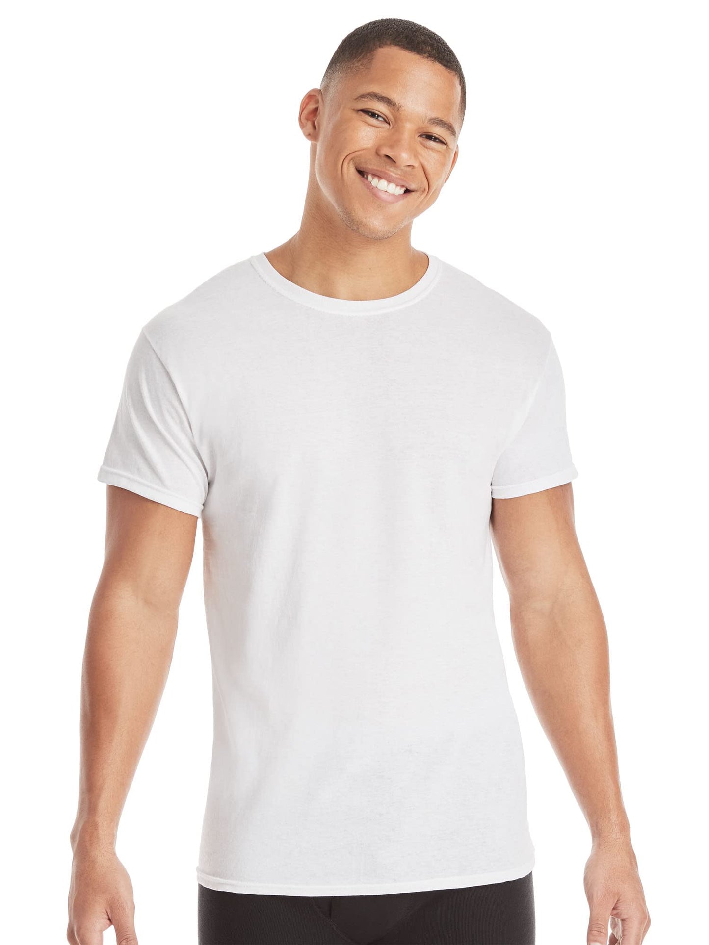 Hanes Mens Cotton, Moisture-wicking Crew Tee Undershirts, Multi-packs, White - 3 Pack, Large US - Medaid International