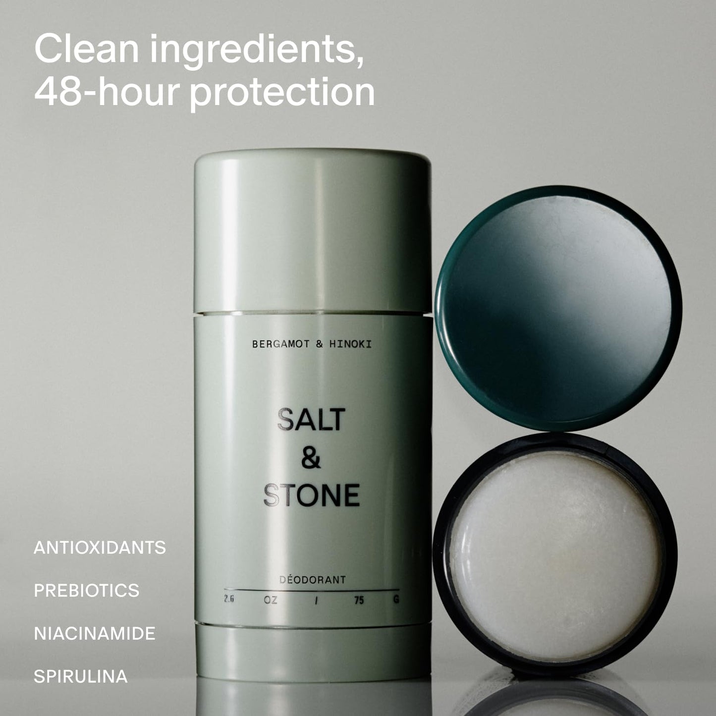 SALT & STONE Aluminum Free Deodorant | Extra Strength 48 Hour Protection for Women & Men | Made with Seaweed Extracts, Shea Butter & Prebiotics (Bergamot & Hinoki) - Medaid International