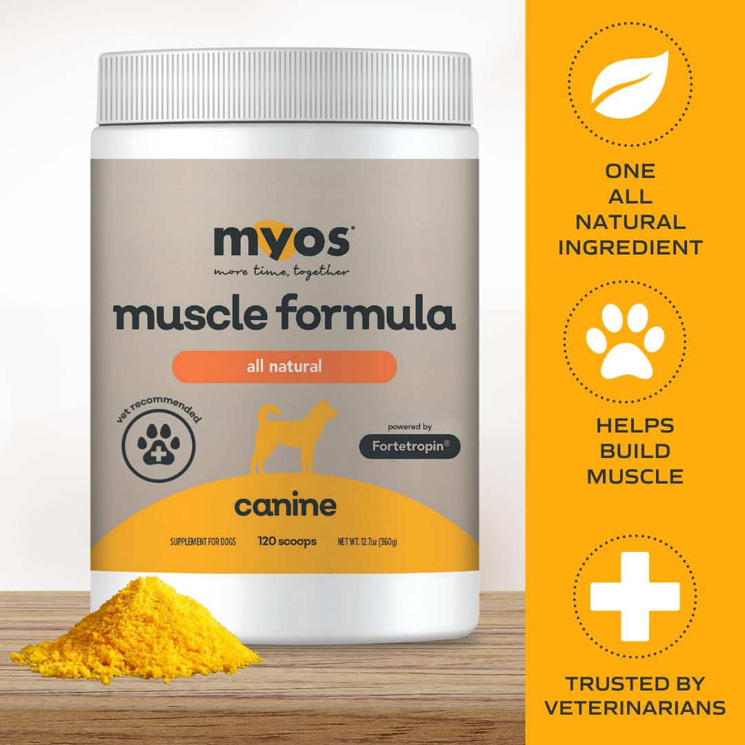 MYOS Canine Muscle & Joint Health Bundle – Fortetropin® Powder (396g) + Bacon-Flavored Mobility Chews with Collagen & Glucosamine (60 Count) - Medaid International