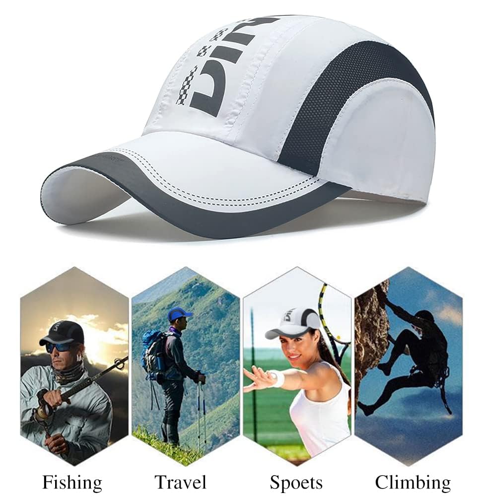 TERRIFI Quick Drying Baseball Cap, Sun Hats for Men & Women, Mesh Lightweight Protection UV for Outdoor Sports (White)