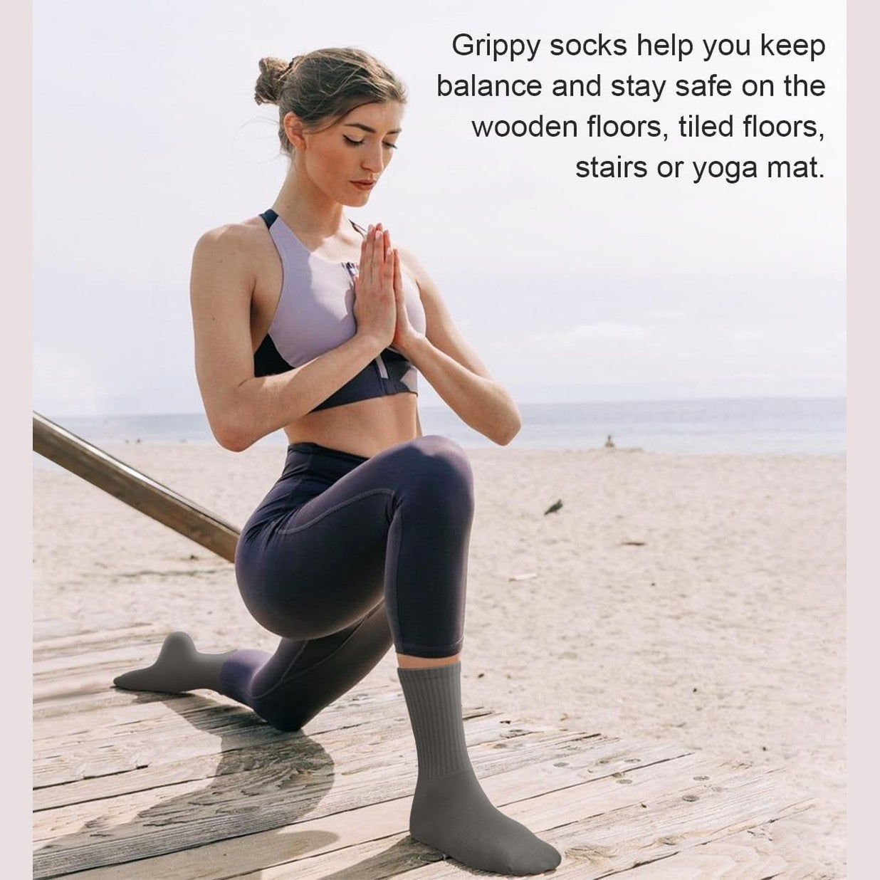 yeuG Non Slip Pilates Socks with Grips for Women, Grip Socks for Yoga Ballet Barefoot Workout Anti Skid Athletic Socks - Medaid International