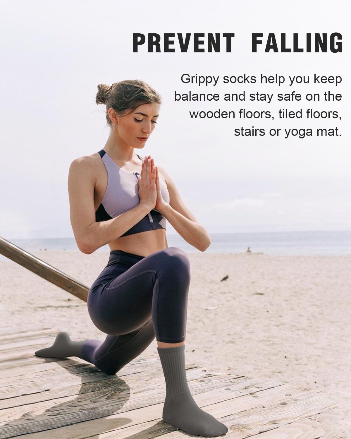 yeuG Non Slip Pilates Socks with Grips for Women, Grip Socks for Yoga Ballet Barefoot Workout Anti Skid Athletic Socks - Medaid International