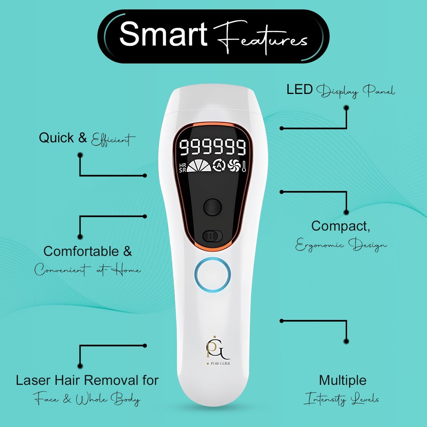Professional IPL Laser Hair Removal Device & Epilator for Women and Men, 999,999 Flashes, Permanent Hair Reduction for Face, Legs, Arms, Bikini Line & Body, Painless Treatments for Smooth Skin at Home - Medaid International