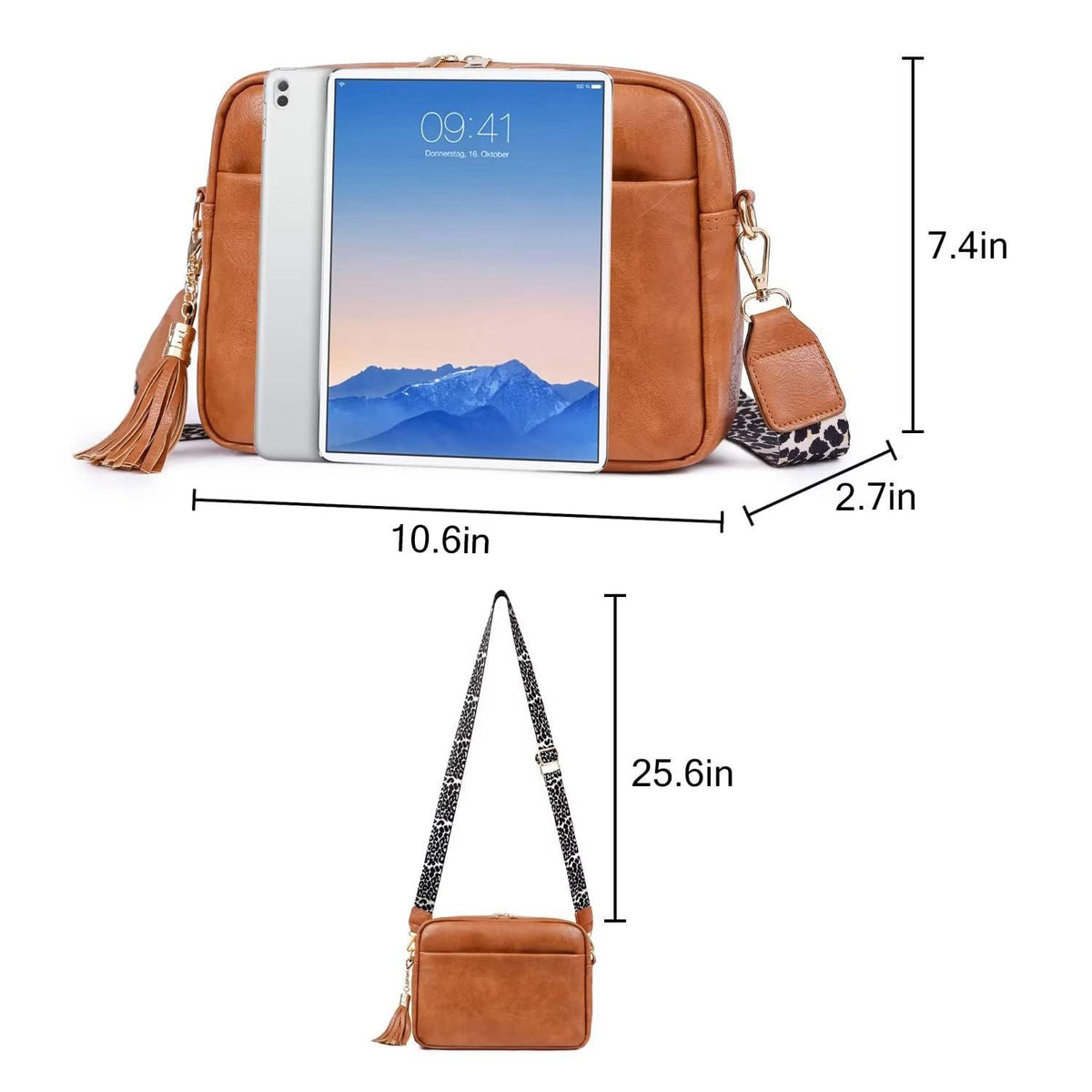 TERRIFI Crossbody Bags, Thick Strap Cross-body Bags, handbag for women Vegan Leather, Leather Crossbody Bag Suitable for going out shopping, ladies and girls