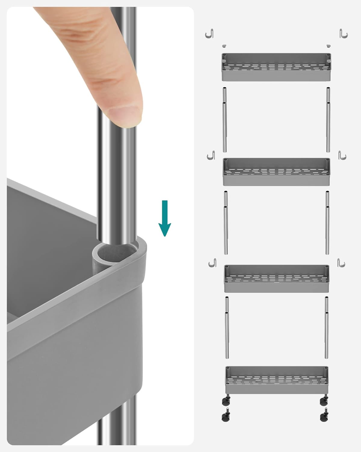 SONGMICS 4-Tier Storage Trolley KSC008G01