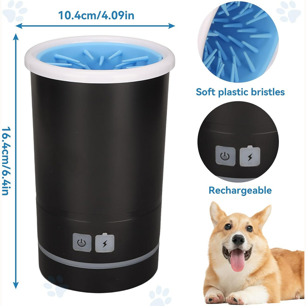 Dog Pet Foot Cleaner Rechargeable Soft Brushes for Small & Medium Dogs - Medaid International