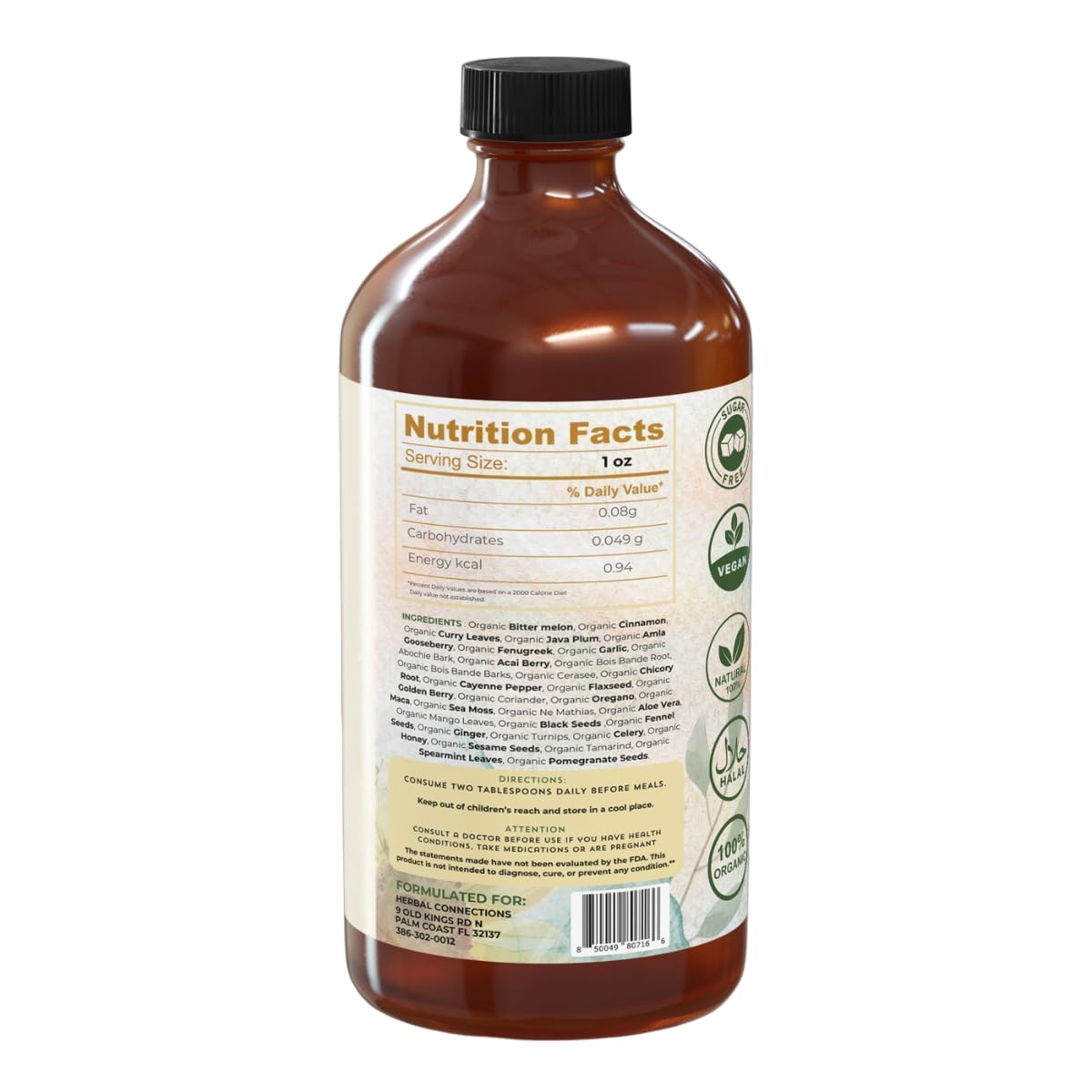 Organic Black Seed Bitters with Maca and Honey - Infused with 20+ Herbs and Roots - Vegan and Gluten-Free 16 Ounces - Medaid International