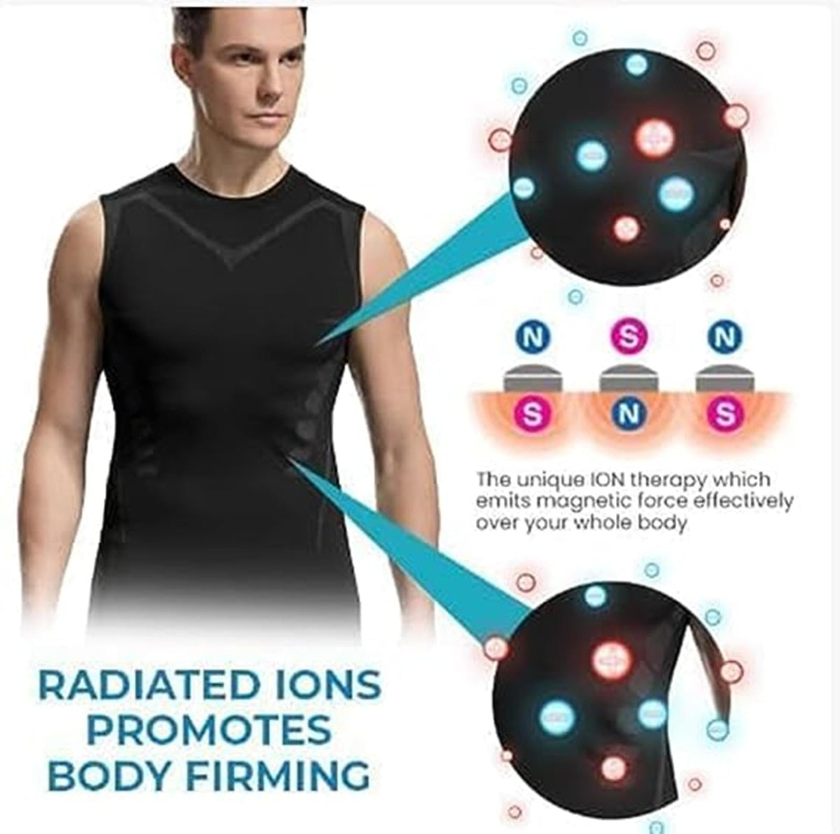 TERRIFI Compression Shirts for Men Shapewear Tummy Control Body Shaper Slimming Undershirt Short Sleeve Tank Top, for Gynomastica Shapewear Vest Men, L Size