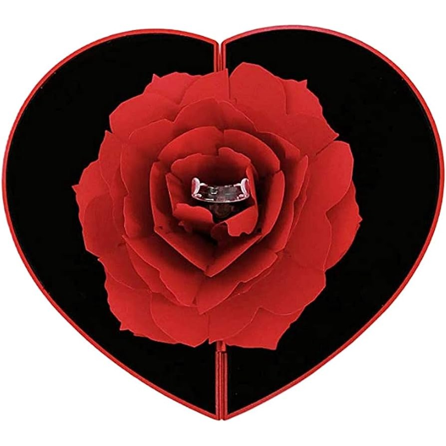 Valentine Rose Heart Ring Box