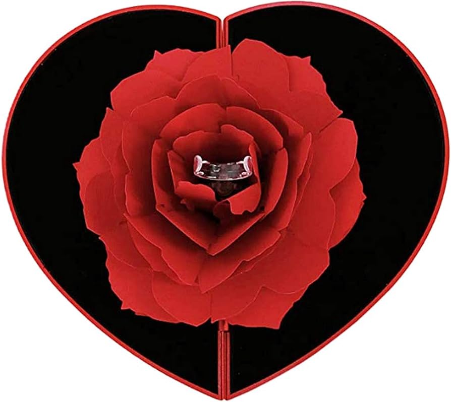 Valentine Rose Heart Ring Box علبة خاتم على شكل وردة للفالنتاين
