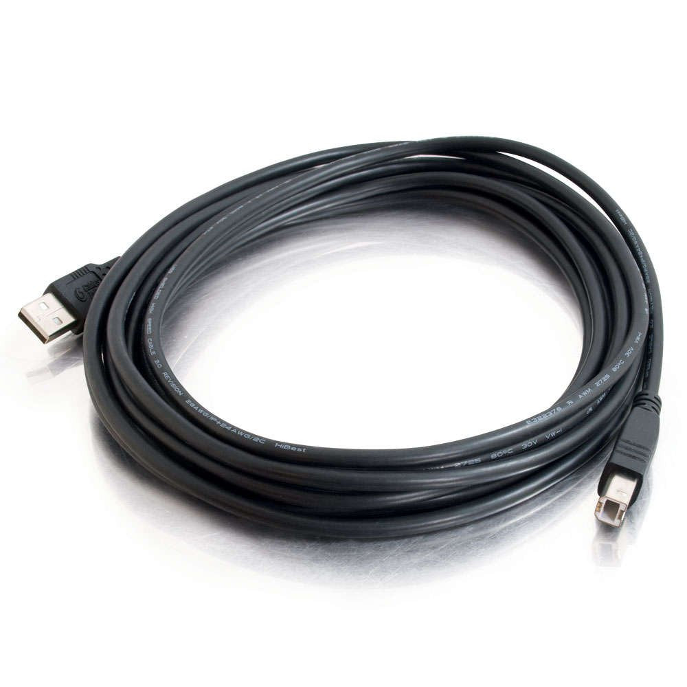 C2G USB Cable, USB 2.0 Cable, USB A to B Cable, 3.28 Feet (1 Meter), Black, Cables to Go 28101 - Medaid International