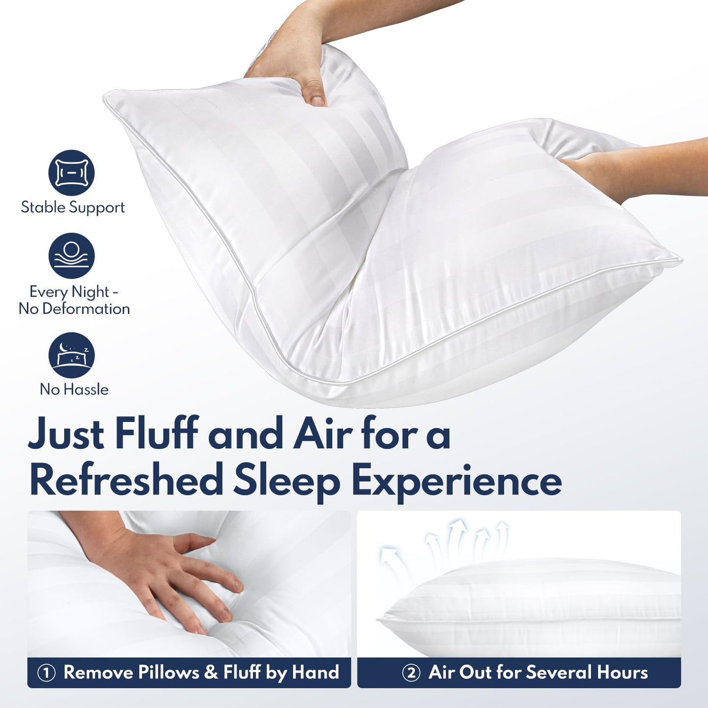 DIORIS Pillows Queen Size Set of 2 - Luxury Hotel Collection Bed Pillows for Sleeping, Supportive Side Sleeper Pillow, Fluffy Down Alternative Microfiber Filled for Back, Stomach Sleepers - Medaid International
