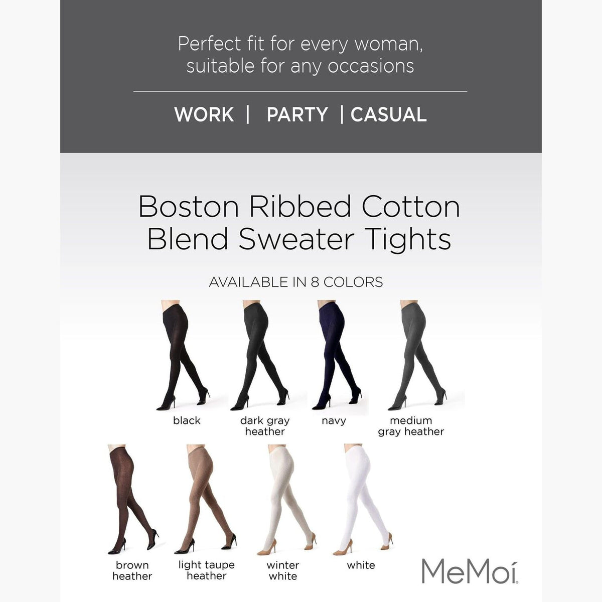 New MeMoi - Sweater Rib Tights, S/M, Winter White - Medaid International