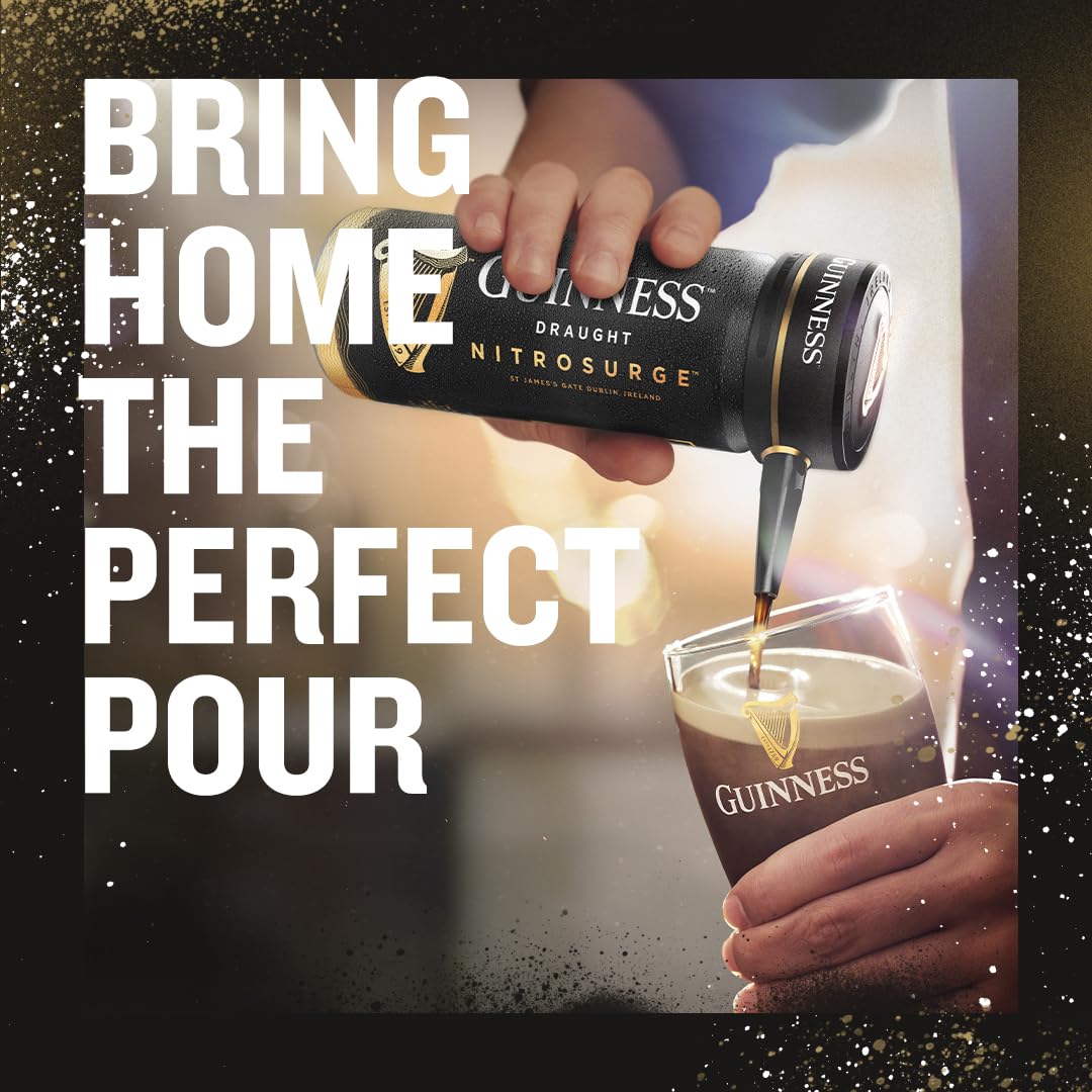 Guinness Draught Nitrosurge Device, Stout Beer, Perfect Pub Pour at Home, Rich Smooth Head & Sweetness of Malt Balanced with Hops, Cans Sold Separately, Device Only, Black - Medaid International