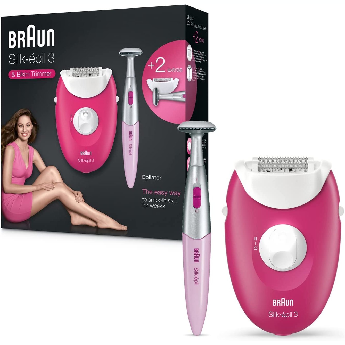 Braun Silk-épil 3 (3-420) epilator with 2 extras including Silk-épil bikini trimmer