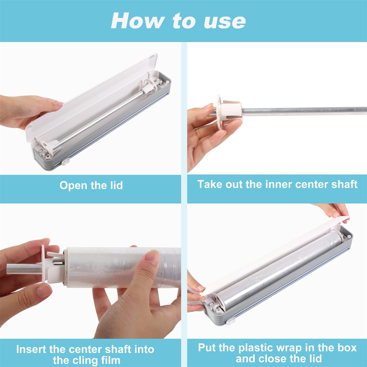 TERRIFI Magnetic Refillable Plastic Wrap Dispenser with Cutter, Tin Aluminum Foil and Plastic Cling Wrap Organizer with a Roll of Plastic Wrap