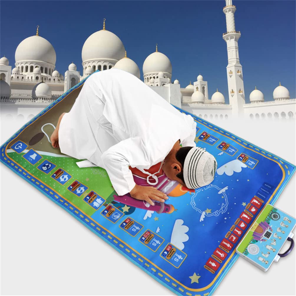 Adult Educational Interactive Prayer Mat-Islamic Gifts Muslim Blue - Medaid International